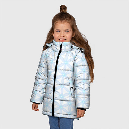 Зимняя куртка для девочки Ясна3 - Цветок жизни светлый / 3D-Светло-серый – фото 3