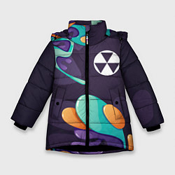Куртка зимняя для девочки Fallout graffity splash, цвет: 3D-черный