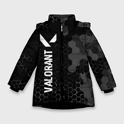 Куртка зимняя для девочки Valorant glitch на темном фоне: по-вертикали, цвет: 3D-черный