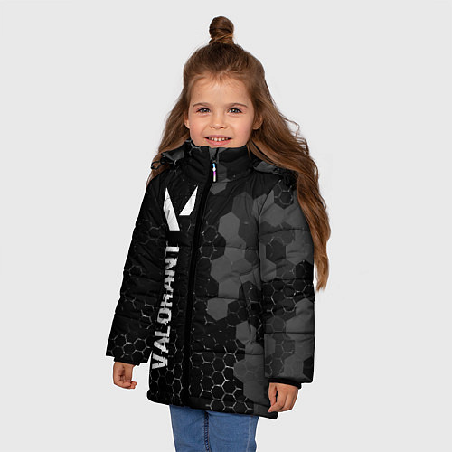 Зимняя куртка для девочки Valorant glitch на темном фоне: по-вертикали / 3D-Черный – фото 3