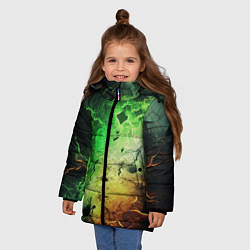 Куртка зимняя для девочки Зеленый взрыв, цвет: 3D-светло-серый — фото 2