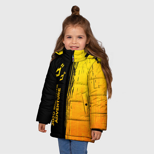 Зимняя куртка для девочки JoJo Bizarre Adventure - gold gradient: по-вертика / 3D-Черный – фото 3