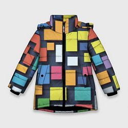 Зимняя куртка для девочки Тетрис цветные кубики