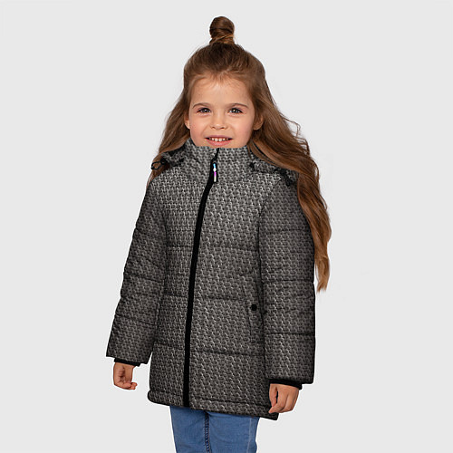 Зимняя куртка для девочки Кольчуга серая / 3D-Черный – фото 3