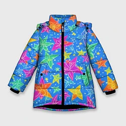 Куртка зимняя для девочки Морские мотивы, цвет: 3D-черный
