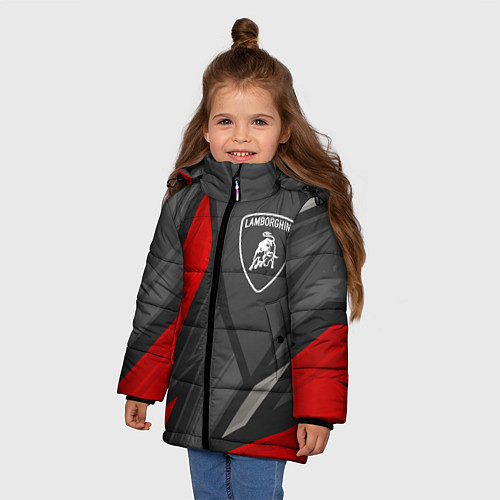 Зимняя куртка для девочки Lamborghini sports racing / 3D-Черный – фото 3