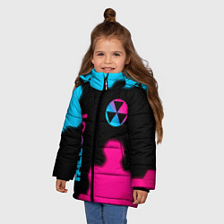 Куртка зимняя для девочки Fallout - neon gradient: надпись, символ, цвет: 3D-черный — фото 2
