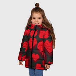 Куртка зимняя для девочки Pixel hearts, цвет: 3D-красный — фото 2