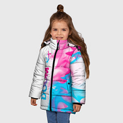 Куртка зимняя для девочки Doom neon gradient style: по-вертикали, цвет: 3D-черный — фото 2