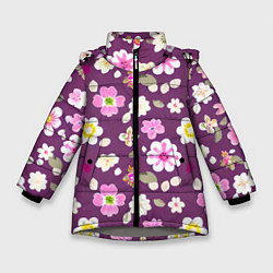 Зимняя куртка для девочки Цветы сакуры