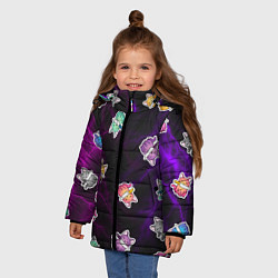 Куртка зимняя для девочки Котики и молнии, цвет: 3D-светло-серый — фото 2