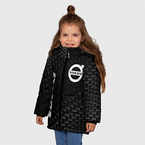 Зимняя куртка для девочки Volvo карбоновый фон / 3D-Черный – фото 3