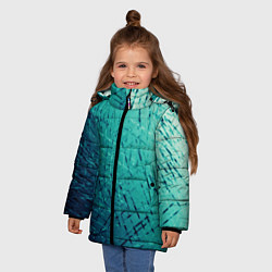Куртка зимняя для девочки Градиент зеленый туман, цвет: 3D-черный — фото 2