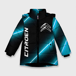 Куртка зимняя для девочки Citroen неоновые лампы, цвет: 3D-черный