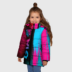 Куртка зимняя для девочки GTA - neon gradient: по-вертикали, цвет: 3D-черный — фото 2