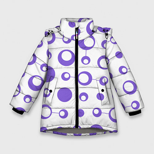 Зимняя куртка для девочки Узор из кругов / 3D-Светло-серый – фото 1