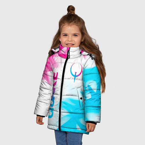 Зимняя куртка для девочки Quake neon gradient style: надпись, символ / 3D-Черный – фото 3