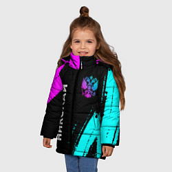 Куртка зимняя для девочки Николай и неоновый герб России: надпись, символ, цвет: 3D-черный — фото 2