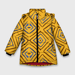 Куртка зимняя для девочки Золотистый паттерн, цвет: 3D-красный