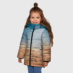 Куртка зимняя для девочки Пустынная планета и спутник, цвет: 3D-светло-серый — фото 2