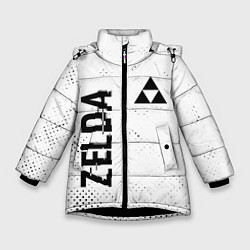 Куртка зимняя для девочки Zelda glitch на светлом фоне: надпись, символ, цвет: 3D-черный