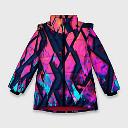 Зимняя куртка для девочки Розово-голубые соты и разломы