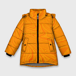 Куртка зимняя для девочки Абстракция оранжевый, цвет: 3D-светло-серый