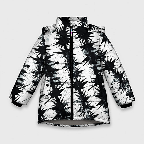 Зимняя куртка для девочки Паттерн с колючей проволокой / 3D-Светло-серый – фото 1