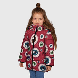 Куртка зимняя для девочки Множество жутких глаз, цвет: 3D-черный — фото 2