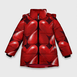 Куртка зимняя для девочки Red hearts, цвет: 3D-красный