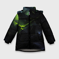Куртка зимняя для девочки Black green elements, цвет: 3D-светло-серый