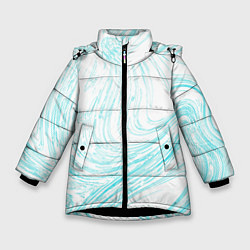 Куртка зимняя для девочки Абстракция бело-голубой, цвет: 3D-черный