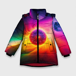 Куртка зимняя для девочки Неоновое солнце, цвет: 3D-красный