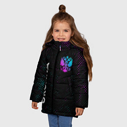 Куртка зимняя для девочки Оксана и неоновый герб России: надпись, символ, цвет: 3D-черный — фото 2
