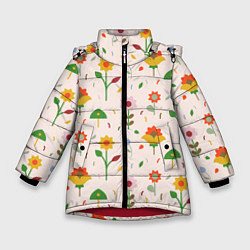 Куртка зимняя для девочки Pretty flowers, цвет: 3D-красный