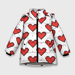 Куртка зимняя для девочки Pixel heart, цвет: 3D-светло-серый