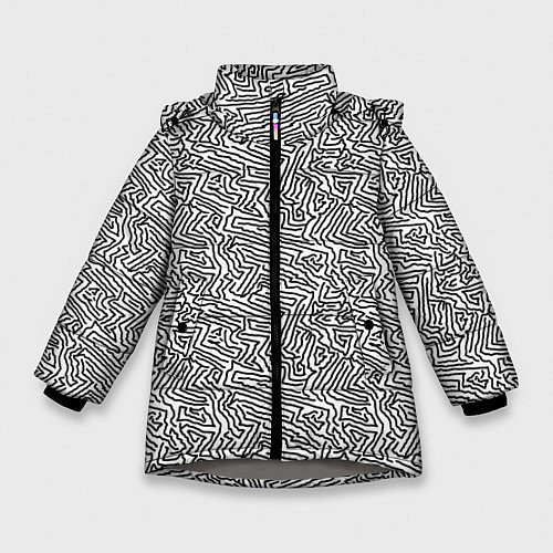 Зимняя куртка для девочки Абстрактный фон органических линий / 3D-Светло-серый – фото 1