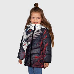 Куртка зимняя для девочки Волк в полнолуние, цвет: 3D-черный — фото 2