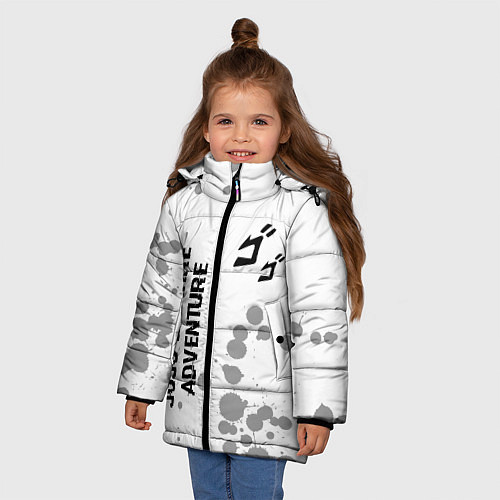 Зимняя куртка для девочки JoJo Bizarre Adventure glitch на светлом фоне: над / 3D-Черный – фото 3