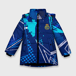 Куртка зимняя для девочки Реал Мадрид фк эмблема, цвет: 3D-черный