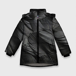 Куртка зимняя для девочки Черные перья ворона, цвет: 3D-светло-серый