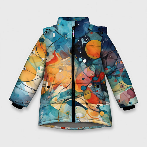 Зимняя куртка для девочки Пятна: арт нейросети / 3D-Светло-серый – фото 1