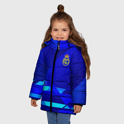 Зимняя куртка для девочки Реал Мадрид фк эмблема / 3D-Светло-серый – фото 3