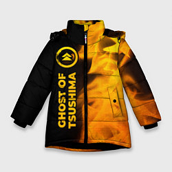 Куртка зимняя для девочки Ghost of Tsushima - gold gradient: по-вертикали, цвет: 3D-черный
