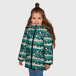 Куртка зимняя для девочки Море и ракушки, цвет: 3D-черный — фото 2