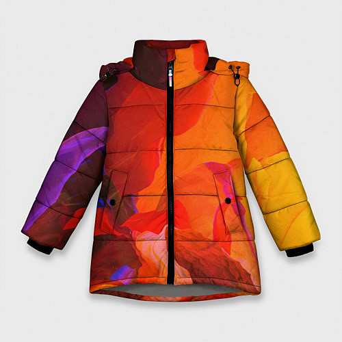 Зимняя куртка для девочки Красно-оранжевый камень / 3D-Светло-серый – фото 1
