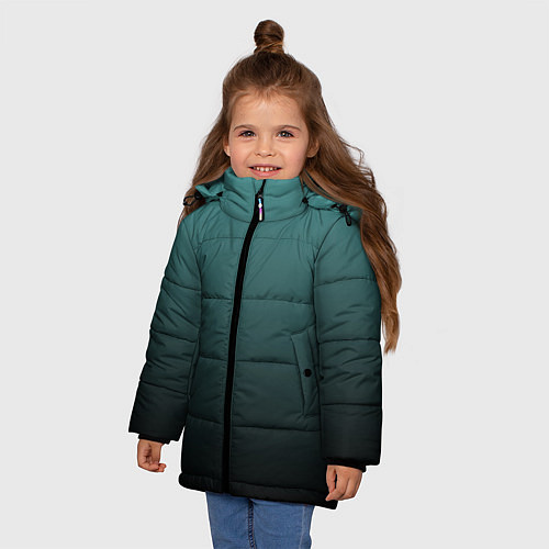 Зимняя куртка для девочки Градиент зелено-черный / 3D-Черный – фото 3