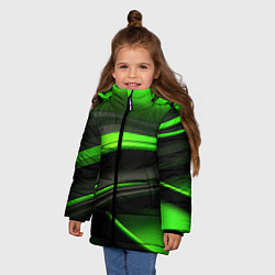 Куртка зимняя для девочки Black green textureпоп, цвет: 3D-красный — фото 2