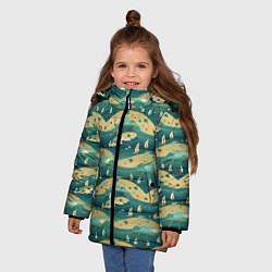 Куртка зимняя для девочки Парусники в море, цвет: 3D-светло-серый — фото 2