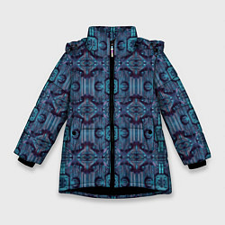 Куртка зимняя для девочки Сине-фиолетовый киберпанк, цвет: 3D-черный